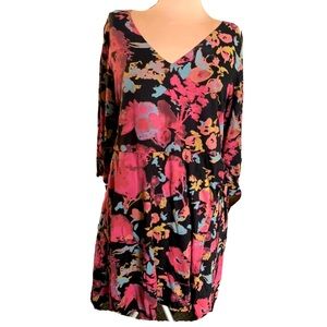 Peruvian Connection Women's Cotton Multicolor Floral Mini Dress Medium